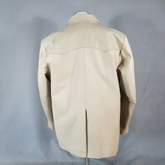 Oscar Piel leather blazer sport coat jacket men's Large Beige 2 tone Western - Picture 11 of 16